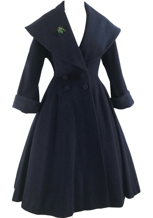 Rare 1950s Navy Blue Lilli Ann Designer Princess Coat- New!