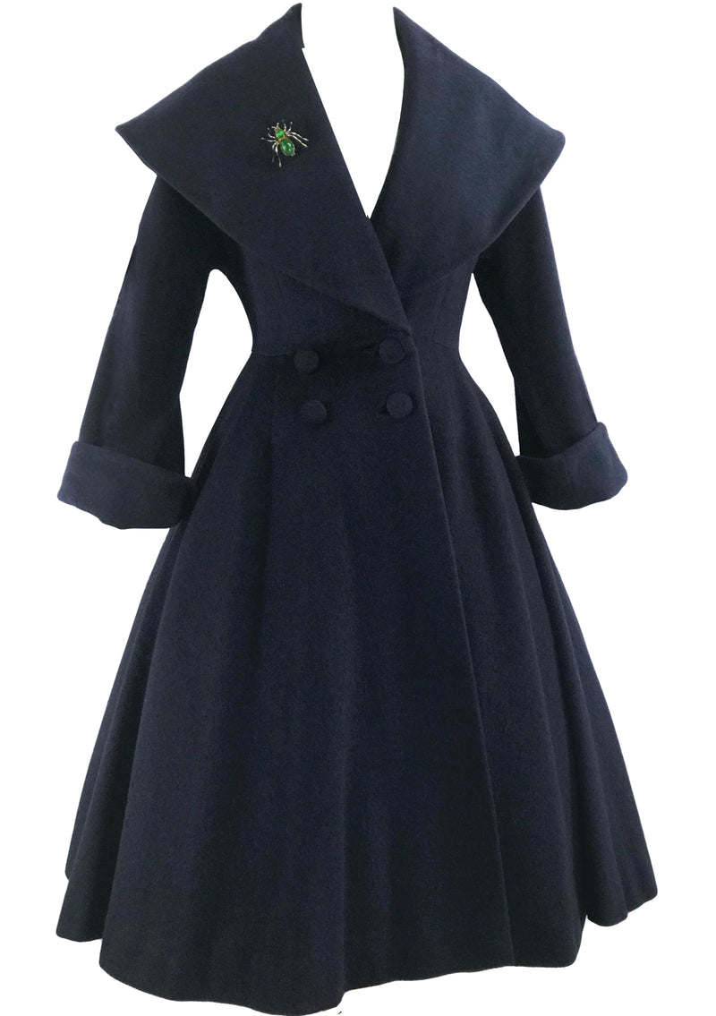 Rare 1950s Navy Blue Lilli Ann Designer Princess Coat- New!