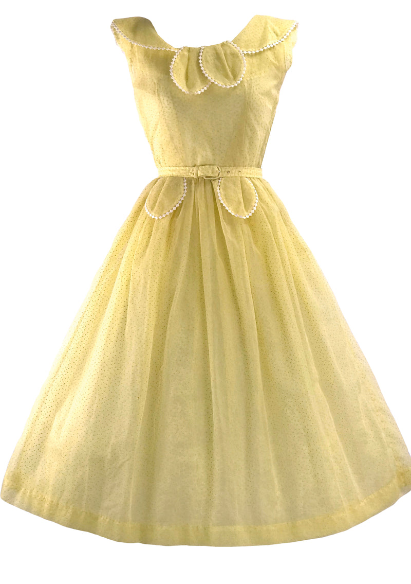 Vintage 1950s Yellow Swiss Dot Summer Dress - New!