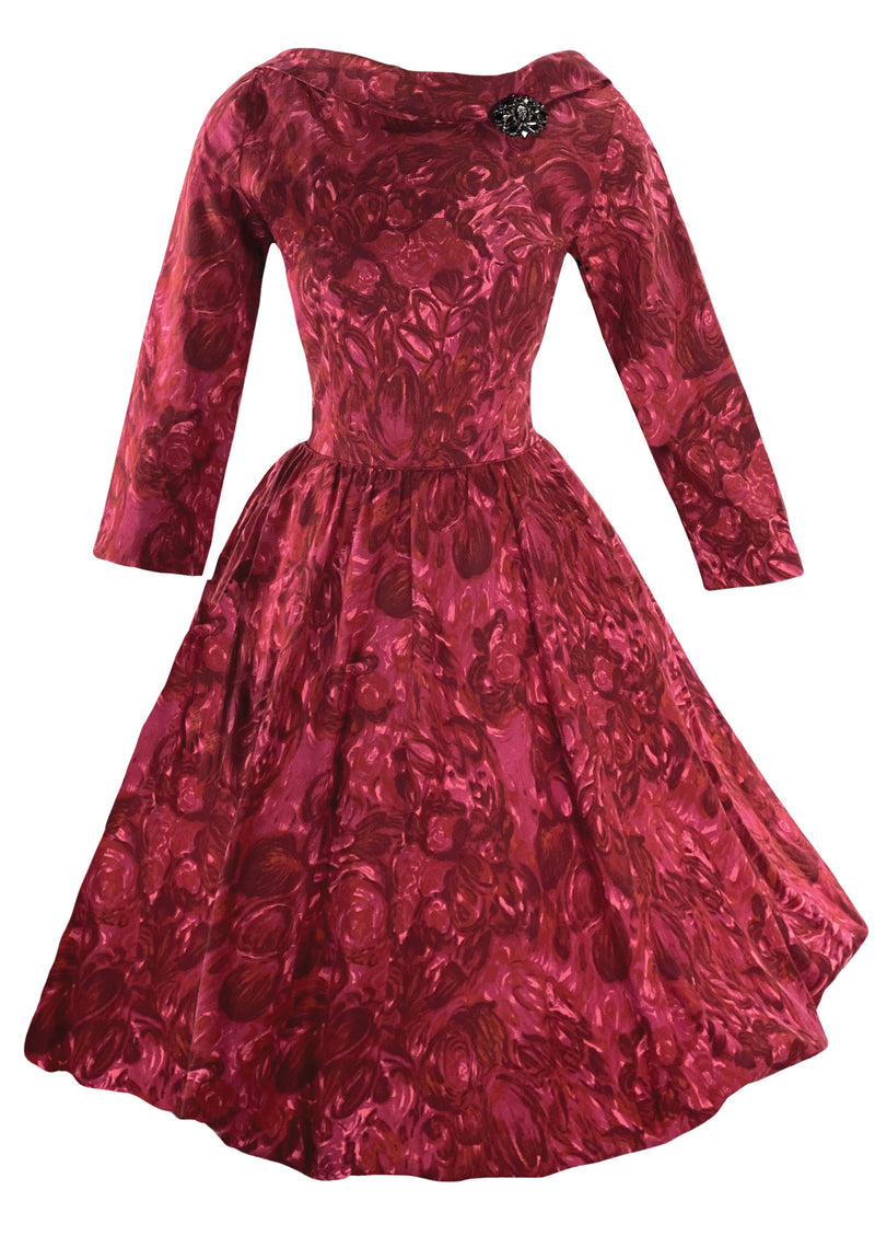 Late 1950s to Early 1960s Pink Floral Gilden Designer Dress- New!