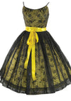 Gorgeous 1950s Black Flocked Glitter Chiffon Party Dress - New!