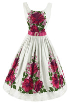 Beautiful 1950s Hibiscus Border Print Dress- NEW!