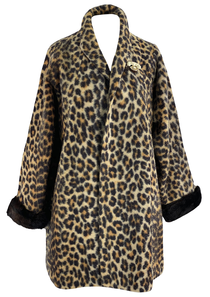 Vintage 1960s Faux Leopard Car Coat - New!