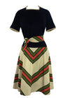 1960s Black and Cream Chevron Stripe Mod Dress - New!