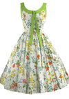 1950s Rainbow Coloured Rose Floral Cotton Dress- New!