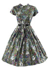 Vintage 1950s Floral Novelty Print Cotton Dress - NEW!