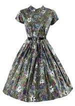 Vintage 1950s Floral Novelty Print Cotton Dress - NEW!