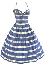 Vintage 1950s Blue and White Circles Cotton Sundress - NEW!