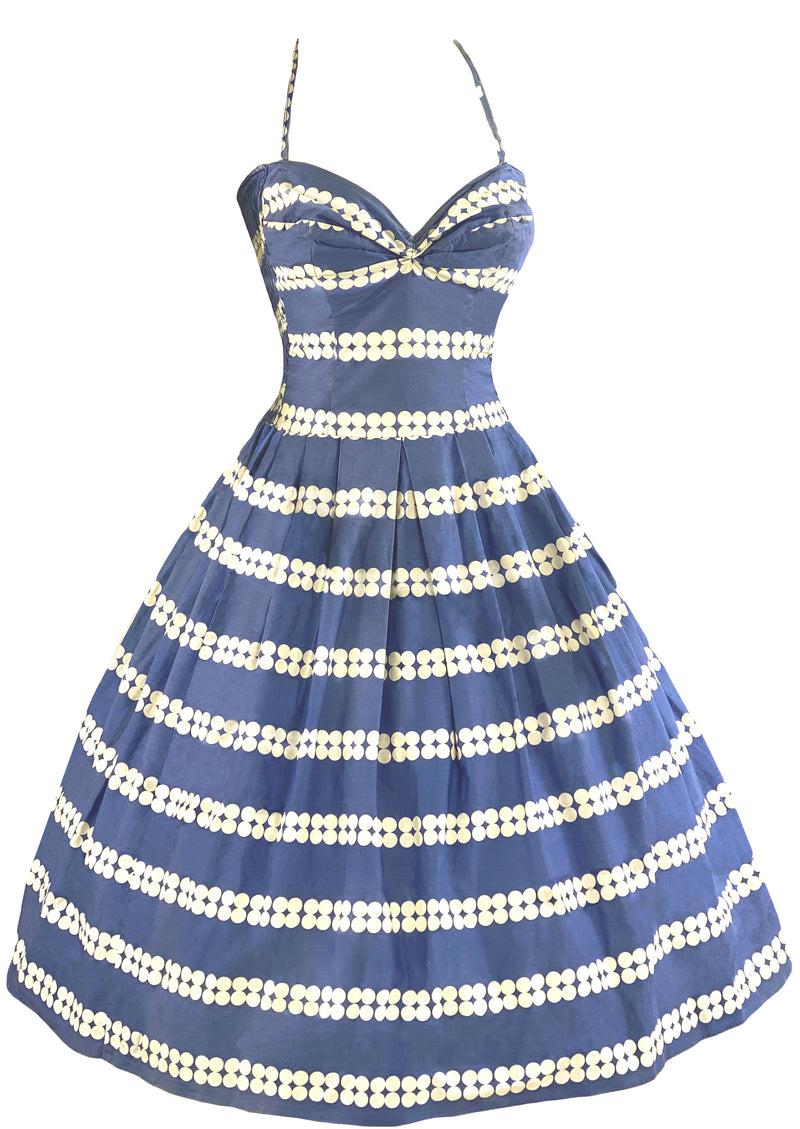 Vintage 1950s Blue and White Circles Cotton Sundress - NEW!