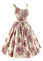 Vintage Late 1950s Pink Roses Dress with Overlay- NEW!