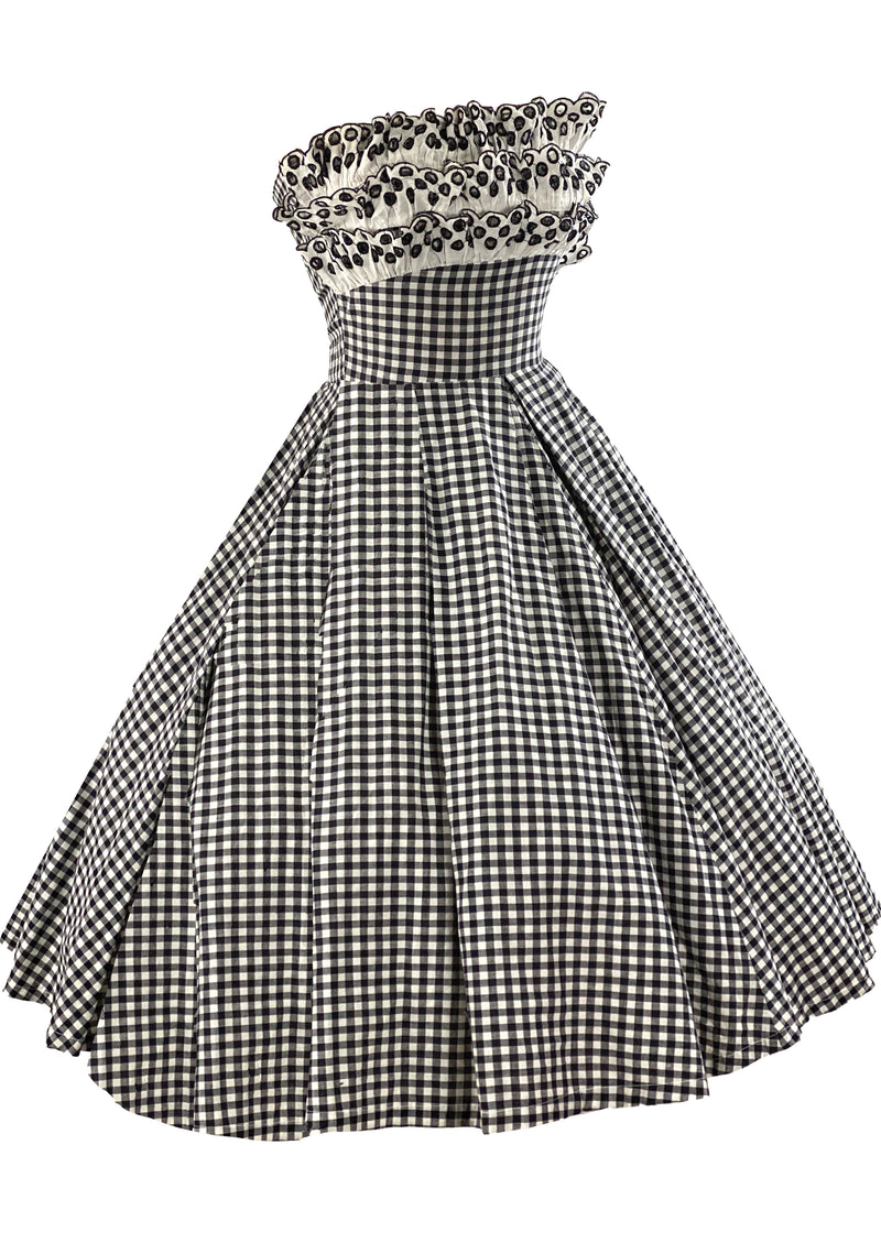 Early 1960s Black & White Gingham Cotton Dress - NEW! Coutura Vintage Early 1960s Black & White Gingham Cotton Dress - NEW! Coutura Vintage