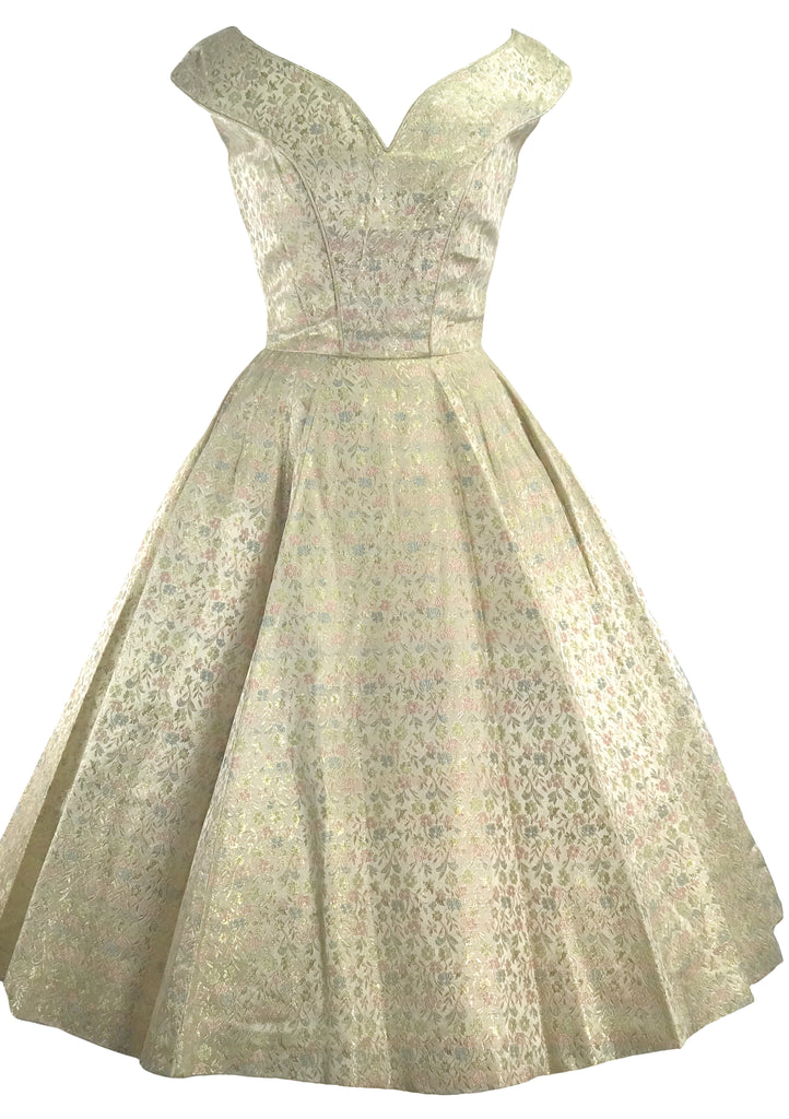 1950s Designer Golden Brocade Wedding Party Dress - New! (Layaway)
