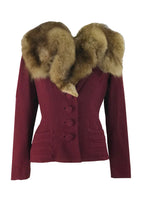 Vintage Early 1950s Merlot Wool Designer Jacket- New!