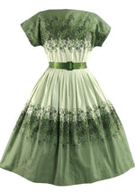 Late 1950s Green Trailing ivy Border Print Dress- New! (ON HOLD)