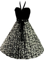 Vintage 1950s Black & White Novelty Art Print Skirt - New!
