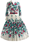Vintage 1950s Long Stem Roses Cotton Dress- New!