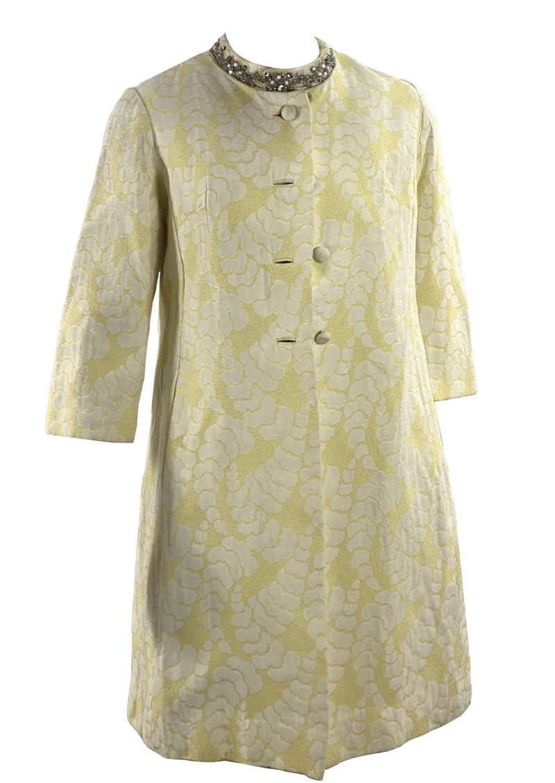 1960s Floral Yellow & White Dress & Coat Ensemble - New!