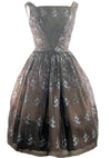 1950s Chocolate Embroidered Organza Party Dress  - New!