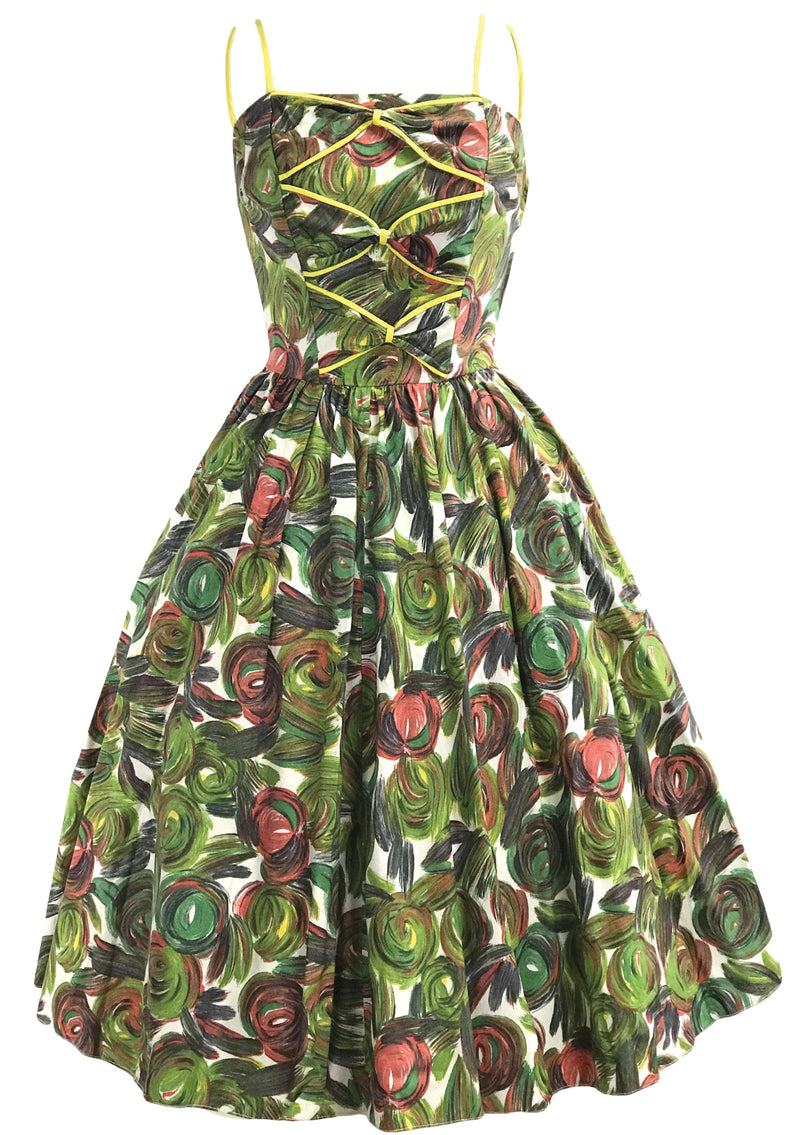 Late 1950s Abstract Floral Cotton Dress- New!