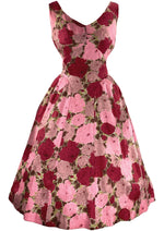 Stunning 1950s Silk Rose Print Dress- New!