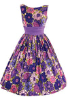 Late 1950s - Early 1960s Purple & Pink Floral Designer Dress - New!