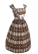 Vintage 1950s Brown and White Horrockses Designer Dress- New!