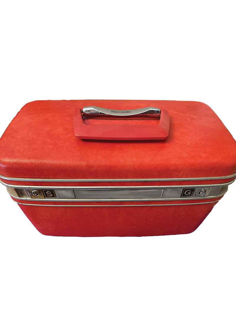 Early 1960s Red Samsonite Travel Makeup Case- New! (ON HOLD)