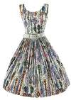 Pretty Late 1950s Novelty Lamp Post Print Dress - NEW!