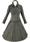Vintage 1950s Charcoal Plaid Wool Suit- New!