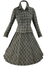 Vintage 1950s Charcoal Plaid Wool Suit- New!