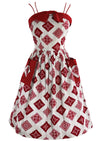 Lovely 1950s Ticking Stripe with Bandeau Squares Sundress- New!