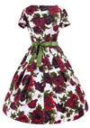Original 1950s Vibrant Crimson Roses Cotton Dress - New!