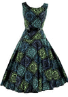 Vintage 1950s Novelty Lino Print Cotton Dress - New!
