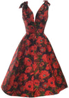 Late 1950s Early 1960s Red Floral Silk Designer Party Dress- New!