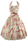 Incredible 1950s Designer Splatter Cotton Halter Dress - New! (ON HOLD)