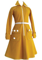Vintage 1960s Yellow Wool Couture Space Age Dress  - New!