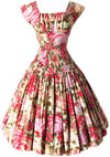 Vintage 1950s Berries and Flowers Cotton Dress- New!