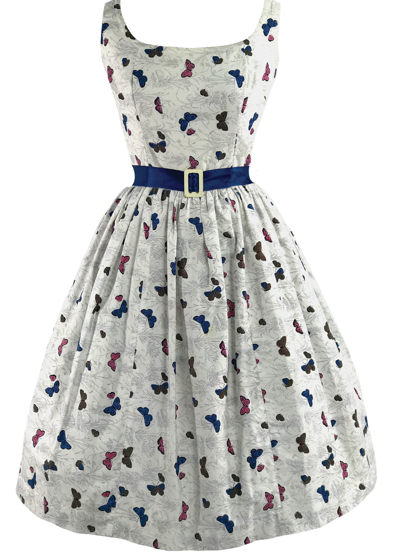 Lovely 1950s Novelty Butterfly Print Cotton Dress- New!