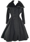 1950s Couture Lilli Ann Black Wool Princess Coat- New!