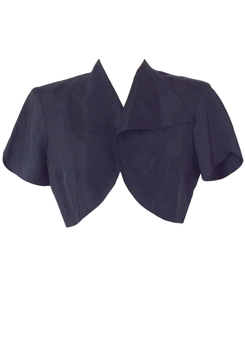 Vintage 1950s Black Nylon Taffeta Bolero