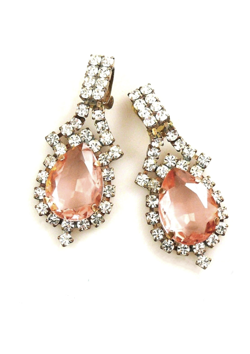 Genuine Czech Rose and Clear Crystal Earrings - New! (ON HOLD)