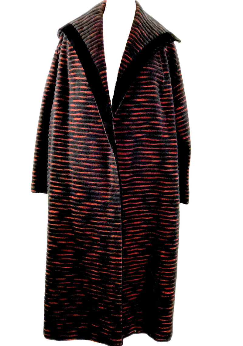 1950s Couture Lilli Ann Black and Red Wool Clutch Coat- New!