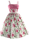 Gorgeous 1950s Pink Roses Horrockses Designer Dress- New!