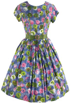 Vintage 1950s Abstract Floral Cotton Dress- New!