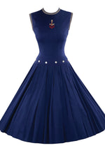 Vintage Late 1950s Designer Cotton Sailor Dress - NEW!
