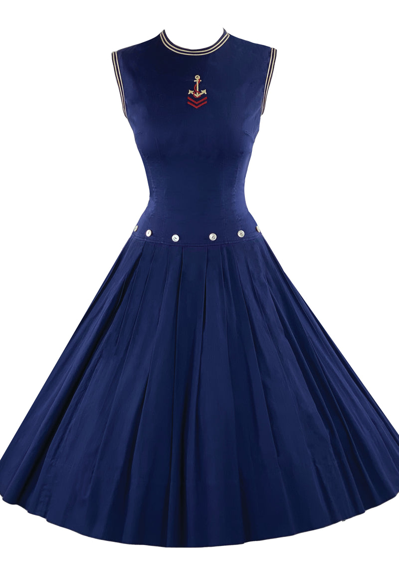 Vintage Late 1950s Designer Cotton Sailor Dress - NEW!