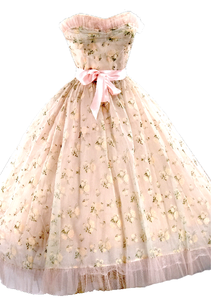 1950's Pink Flocked Floral Chiffon Party Dress - New ! (Layby)