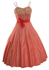 1950s Watermelon Pink Polka Dots Cotton Dress - New!