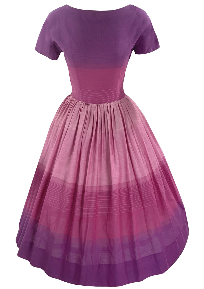 Late 1950s Gay Gibson Purple and Pink Stripe Cotton Dress- New!