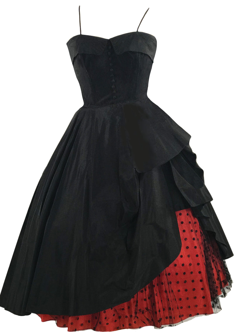 Spectacular 1950s Black Taffeta Designer Party Dress - New! (SOLD)